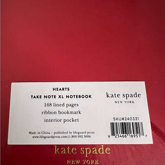 Kate Spade Red Hearts Notebook - Picture 2 of 3